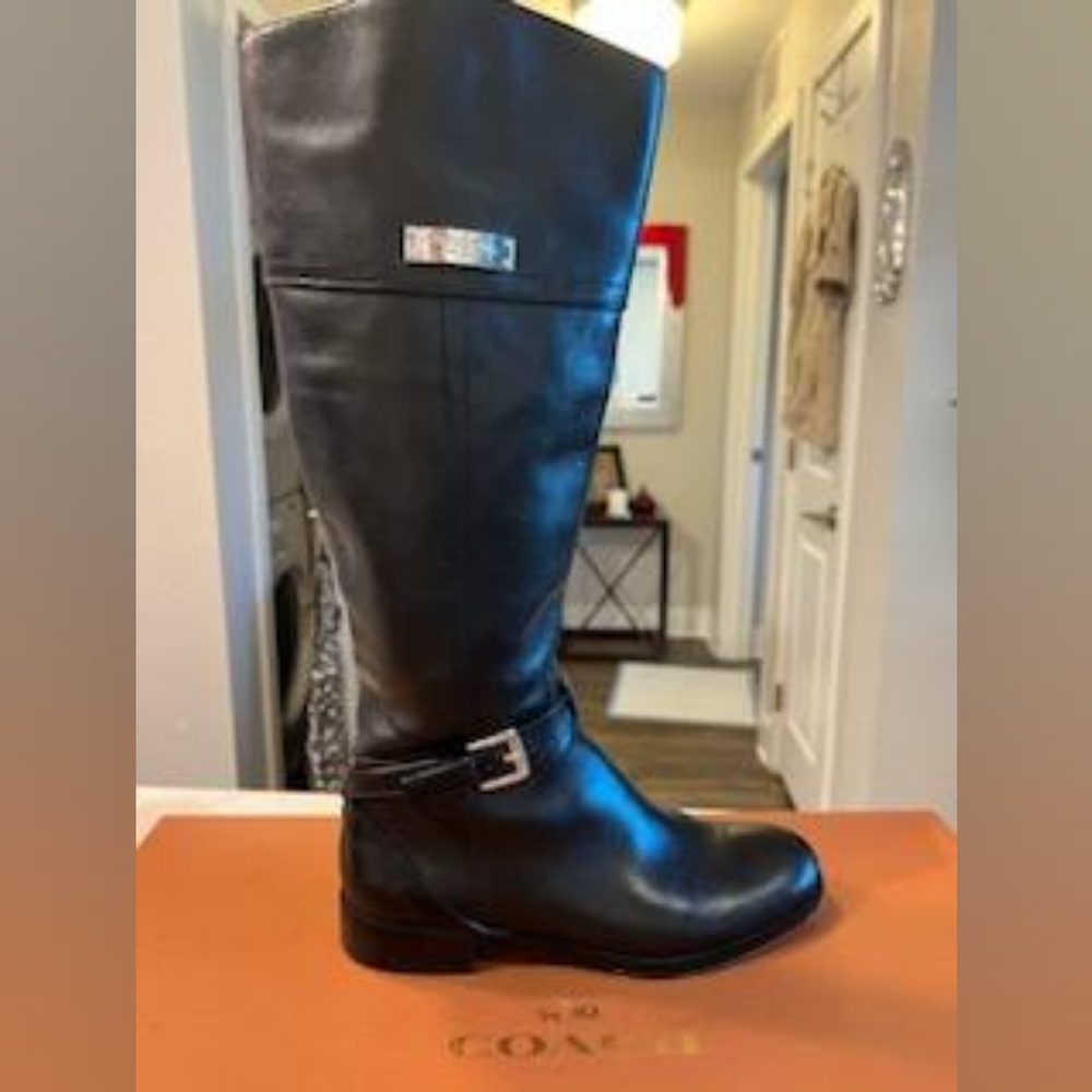 Coach Micha Calf Leather Boot in black